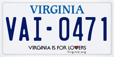 VA license plate VAI0471