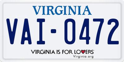VA license plate VAI0472