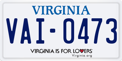 VA license plate VAI0473