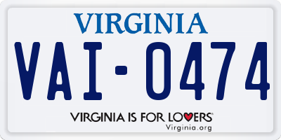 VA license plate VAI0474