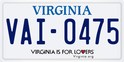 VA license plate VAI0475