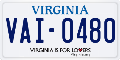 VA license plate VAI0480