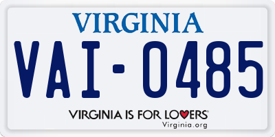 VA license plate VAI0485