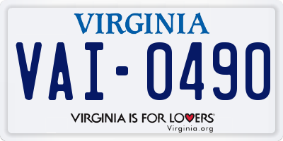 VA license plate VAI0490