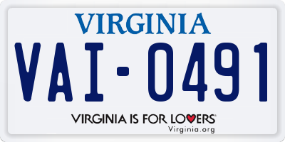VA license plate VAI0491