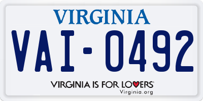 VA license plate VAI0492