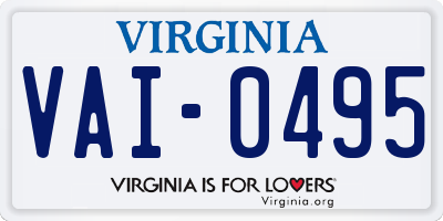 VA license plate VAI0495