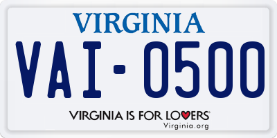 VA license plate VAI0500