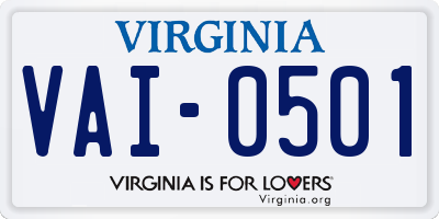 VA license plate VAI0501