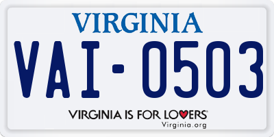 VA license plate VAI0503