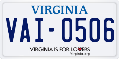 VA license plate VAI0506