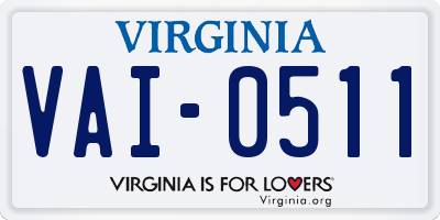 VA license plate VAI0511