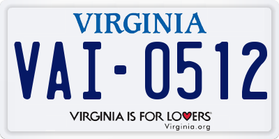 VA license plate VAI0512