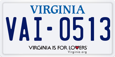 VA license plate VAI0513