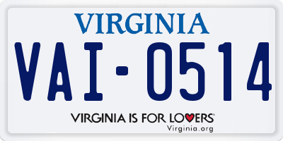 VA license plate VAI0514