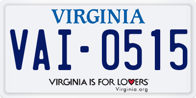 VA license plate VAI0515
