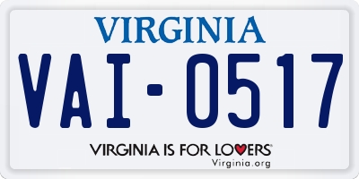 VA license plate VAI0517