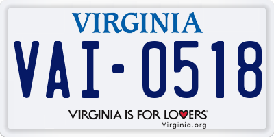 VA license plate VAI0518