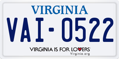 VA license plate VAI0522