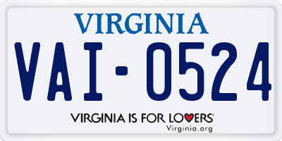 VA license plate VAI0524