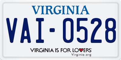 VA license plate VAI0528