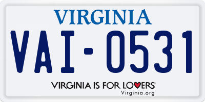VA license plate VAI0531