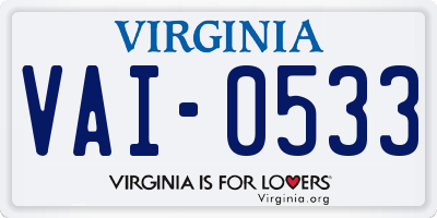 VA license plate VAI0533