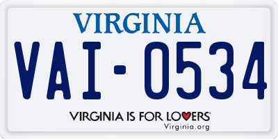 VA license plate VAI0534