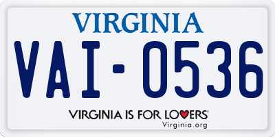 VA license plate VAI0536