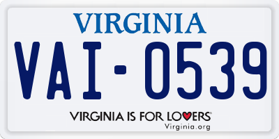 VA license plate VAI0539