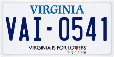 VA license plate VAI0541