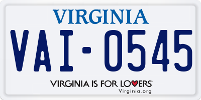 VA license plate VAI0545