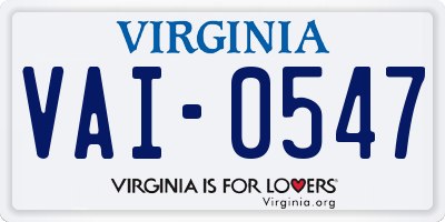 VA license plate VAI0547