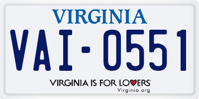 VA license plate VAI0551