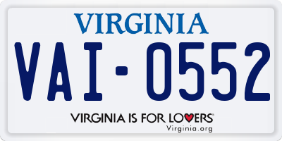 VA license plate VAI0552