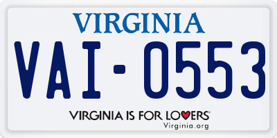 VA license plate VAI0553