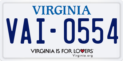 VA license plate VAI0554