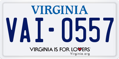 VA license plate VAI0557