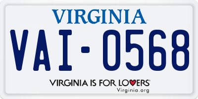 VA license plate VAI0568