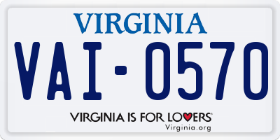 VA license plate VAI0570