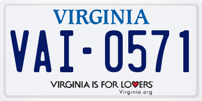 VA license plate VAI0571
