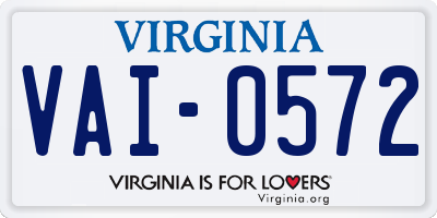 VA license plate VAI0572