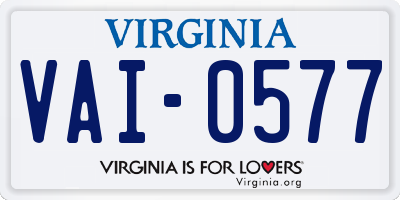 VA license plate VAI0577