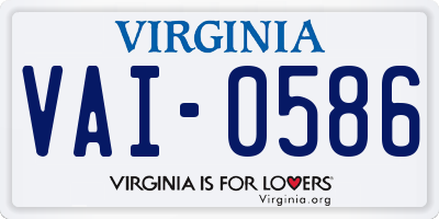 VA license plate VAI0586
