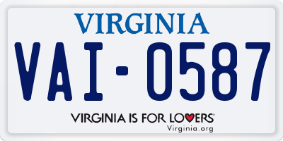 VA license plate VAI0587