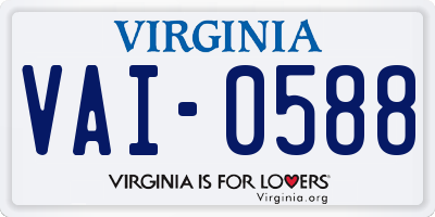 VA license plate VAI0588