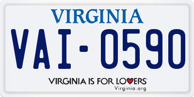 VA license plate VAI0590