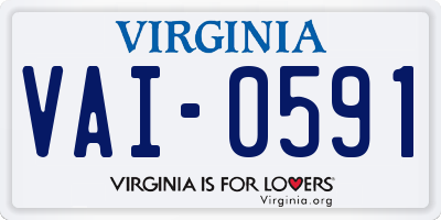 VA license plate VAI0591