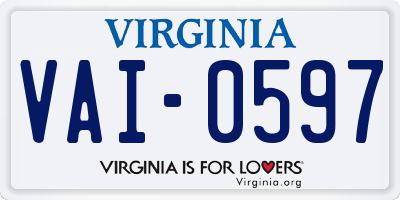 VA license plate VAI0597