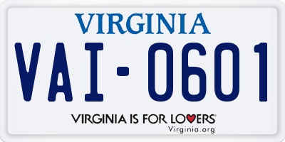 VA license plate VAI0601